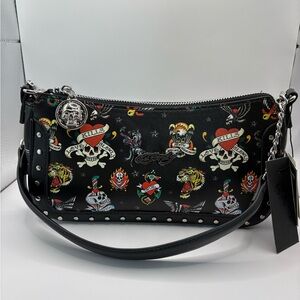 Ed Hardy Black Multicolor Skull Shoulder/crossbody/Bag